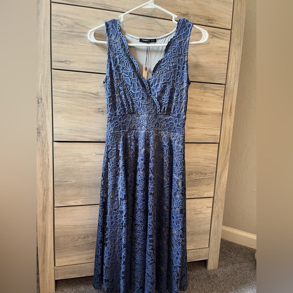 PattyBoutik Blue floral lace Dress XS